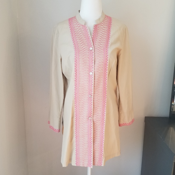 Sigrid Olsen button front embroidered top - Picture 1 of 3